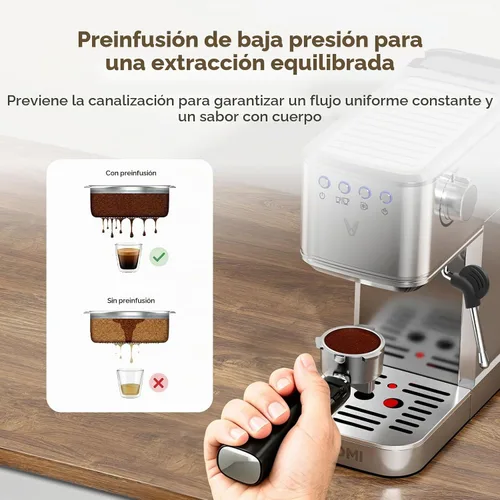 Vista 4 de VIOMI Máquina de café expreso T1A con espumador de leche, máquina