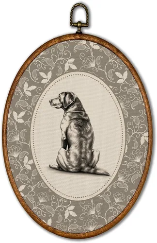 Vista 42 de KSDUT Arte de pared ovalado de perro pastor australiano floral retro de 8.6