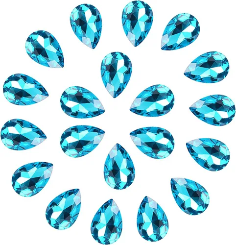Vista 7 de Lágrima de cristal de 0.787 x 1.181 in con diamantes de imitación grandes para manualidades, fabricación de joyas, zapatos, cuentas de vidrio, 36