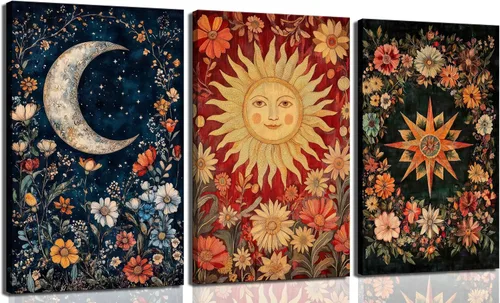 Vista 10 de Arte de Lienzo para Pared de Mujer Negra, Pintura de Mujer Afroamericana, Cuadros Decorativos, Pósters Retro Étnicos Rojos Amarillos Azules