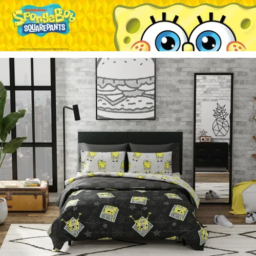 Vista 6 de Collectibles Bob Esponja Pantalones Cuadrados Ropa de Cama Edredón Reversible de Microfibra Súper Suave y Cómodo, Queen