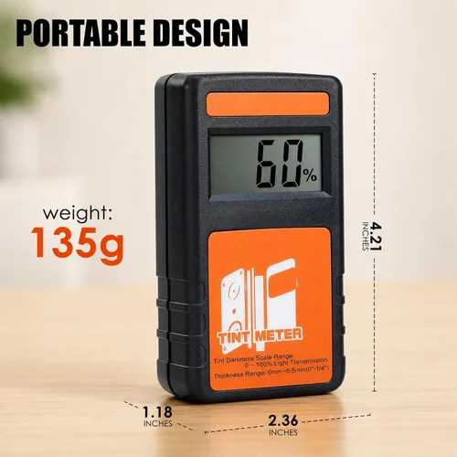 Vista 8 de Medidor de tinte, medidor de tinte de ventana de 2 piezas, 0.0% a 100% VLT con ± 2% de precisión rastreable, calibración automática, batería