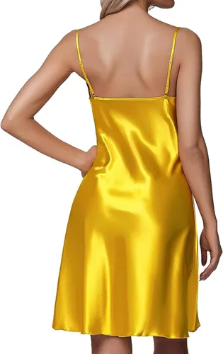 Vista 6 de Nanxson Camisón de satén para mujer, vestido de seda sexy, lencería corta, ropa de dormir con correa ajustable