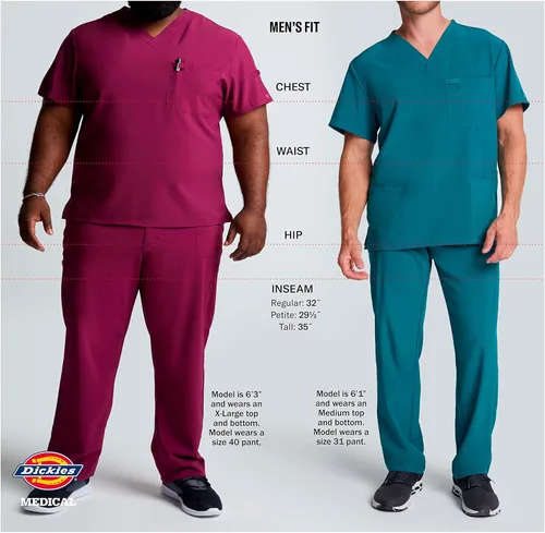 Vista 4 de Dickies EDS Essentials Men Scrubs Top Tuckable V-Neck DK635