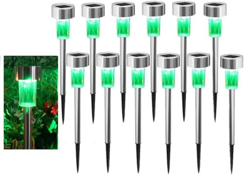 Vista 13 de 10pcs azul LED al aire libre jardín de acero accionado solar lámpara de luz de paisaje