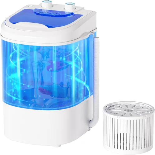 Vista 10 de Superday Lavadora portátil, 16 libras, mini compacta, lavadora doble de tambor, lavadora compacta con centrifugado, combo de lavadora y secadora Azul