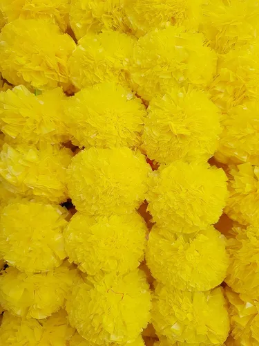 Vista 3 de Guirnalda de caléndula de 5 piezas de 4.5 pies de largo, hebras de flores artificiales de caléndula, decoraciones Diwali para el hogar, decoración