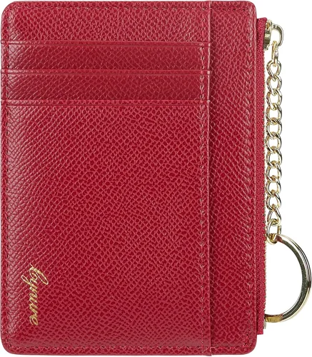 Vista 20 de Tarjetero delgado minimalista para mujer, monedero, monedero, llavero con bolsillo frontal con ventana de identificación