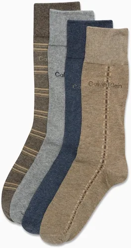 Vista 4 de Calvin Klein Calcetines de vestir para hombre - Calcetines de mezcla de algodón patrones y sólidos (paquete de 4)