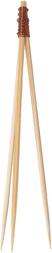 Vista 2 de Púas de cóctel de 3.5 pulgadas, 100 pinchos desechables para aperitivos, parte superior de cobre, palillos de dientes decorativos de bambú natural