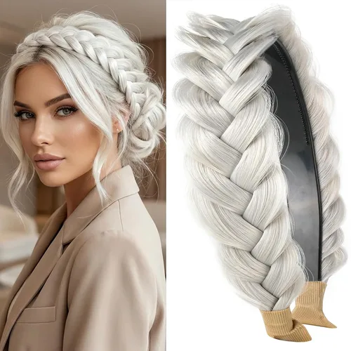 Vista 22 de Diadema Ancha Trenzada Aro Accesorios de Moda para el Cabello Banda Elástica Antideslizante para Mujeres y Niñas (Color Bronce Antiguo)