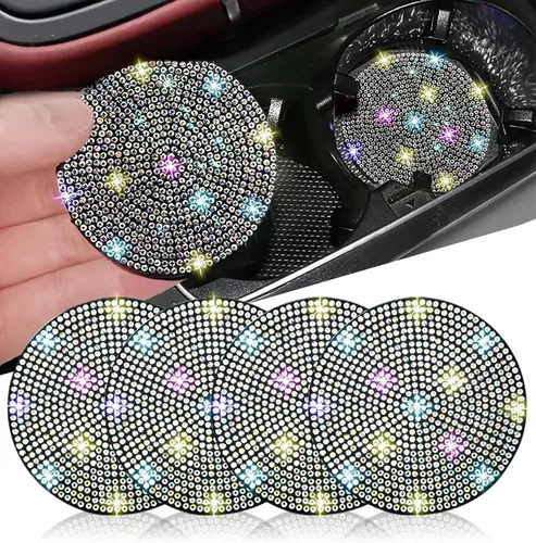 Vista 16 de NBTEPEM 2 posavasos de auto con diamantes de imitación, 2.75 pulgadas, antideslizantes, a prueba de golpes, universal, a la moda, para auto