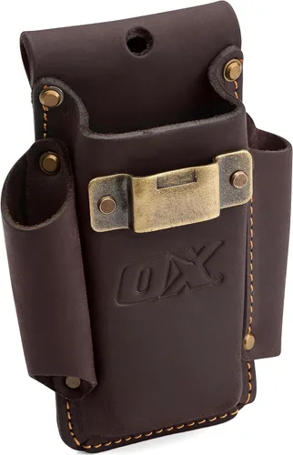 Vista 13 de OX Tools Leather Tool Holsters & Pouches – Hammer, Tape Measure, Utility & Roofer’s Knife Holders – Durable Oil-Tanned Leather for 2" Tool Belts