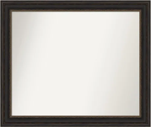 Vista 228 de Amanti Art Espejo de pared personalizado no biselado (25 x 25 pulgadas), marco de bronce acentuado, varios tamaños personalizados, espejo de baño
