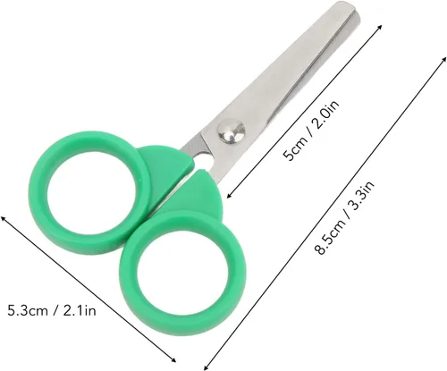 Vista 7 de Tijeras de plástico para niños, diseño de seguridad para niños, mini cortadores de papel portátiles con forma de fresa, suministros de manualidades