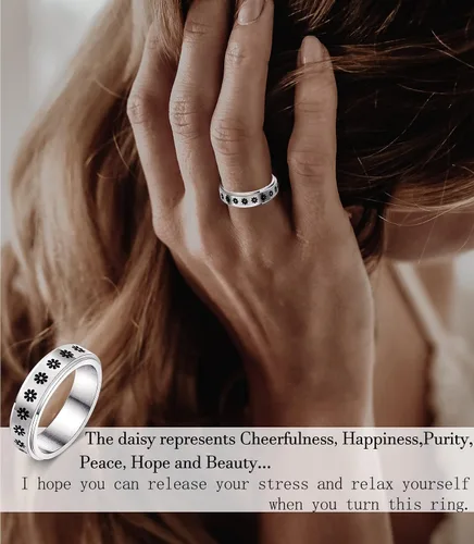 Vista 3 de KOHOTA Anillos para ansiedad de acero inoxidable para mujeres y hombres, anillos de ansiedad, anillos giratorios para la ansiedad, alivio