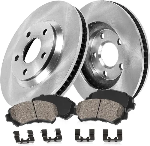 Vista 2 de Callahan Brake Parts CDS02798 Juego de 2 rotores delanteros de 277.88 mm D/S con 5 orificios, pastillas de freno cerámicas y pinzas