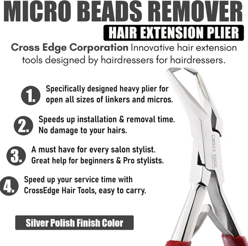 Vista 4 de Herramientas profesionales para extensiones de cabello, alicates para microenlaces y cuentas, removedor de microanillos, abridor de cuentas de 5.5