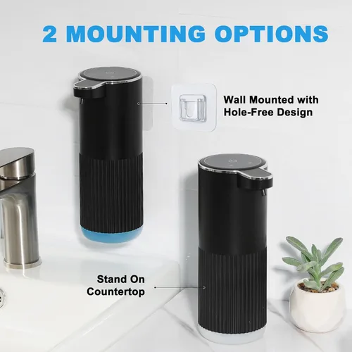 Vista 7 de RYTOXILO Dispensador Automático de Jabón Espumoso, Paquete de 2 Dispensadores de Jabón de Manos Espumoso Negros sin Contacto para Baño, 13.5 Fl Oz