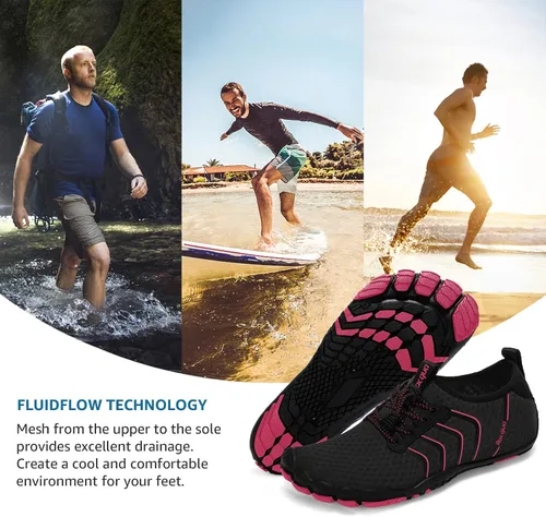 Vista 6 de Racqua Zapatos de agua de secado rápido descalzo, playa, deportes acuáticos, natación, surf, piscina, senderismo, buceo, caminar, para hombres