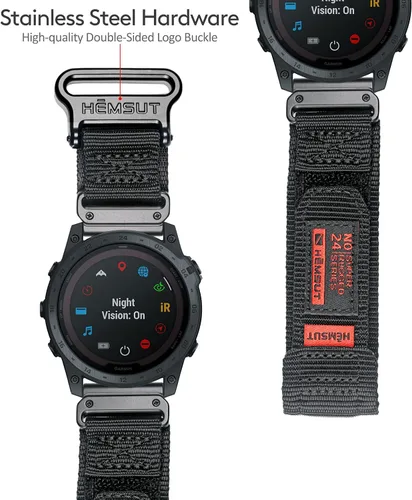 Vista 6 de Compatible con la correa de reloj Garmin, correa deportiva de nailon súper resistente con diseño de bucle tejido