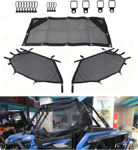 Vista 8 de Red para Ventana de ATV/UTV Protector de Malla para Jaula Trasera Enrollable + Derecha + Izquierda Cubierta de Red Protectora de Sombra para Ventana