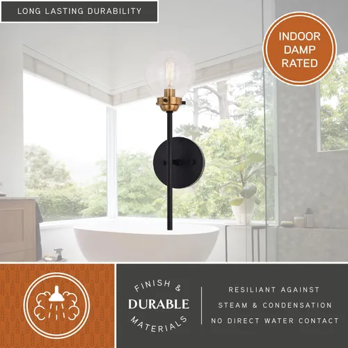 Vista 5 de VAXCEL Orbit 1 - Aplique de pared industrial MCM de latón y bronce aceitado claro globo de cristal transparente