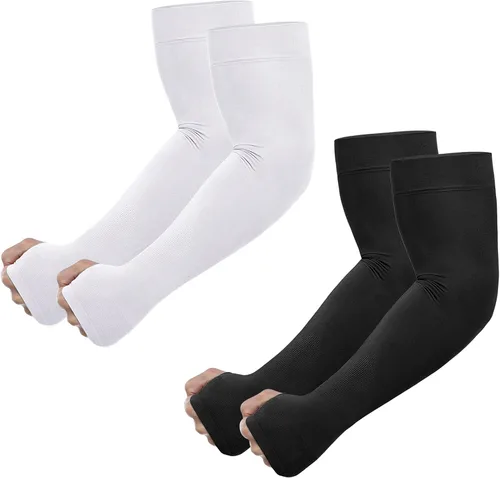 Vista 8 de Newbyinn Mangas de protección solar UV con orificio para el pulgar para hombres, mujeres y jóvenes, manga refrescante para cubrir tatuajes