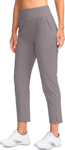 Vista 2 de YYV Pantalones de golf para mujer, elásticos, pantalones de tobillo de cintura alta, pantalones de vestir con bolsillos para yoga, negocios, viajes