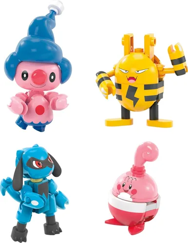 Vista 4 de MEGA Juego de Juguetes de Construcción Pokémon Entrenador Paquete de 8 con 189 Piezas, 8 Personajes Articulados y Posables, 2 Pulgadas de Alto