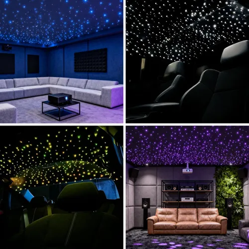 Vista 6 de Kit de luces de fibra óptica centelleante APP de 16W para techo estrellado, kit de luces de techo RGBW de estrella de fibra óptica activadas por