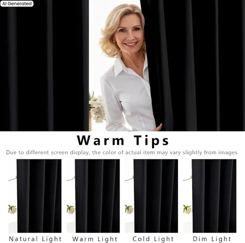 Vista 6 de Cortinas opacas 100% de lino para dormitorio, cortinas para oscurecer la habitación con pestaña trasera/bolsillo para barra, cortinas opacas