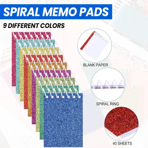 Vista 2 de Geyee 45 mini blocs de notas de 2.6 x 3.5 con 40 páginas cada uno, pequeños cuadernos en espiral, mini blocs de notas de teñido anudado, blocs