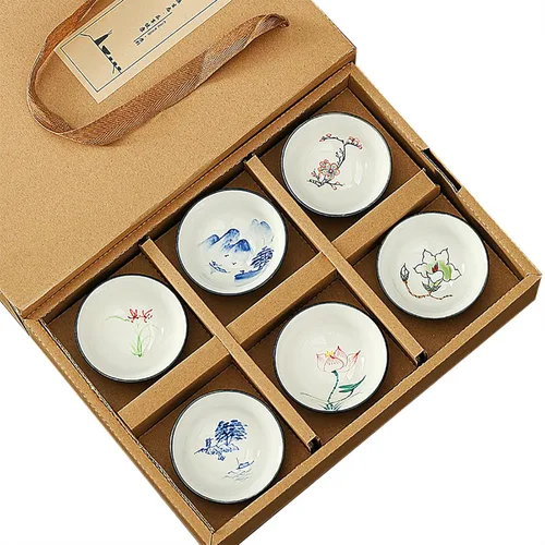 Vista 7 de ZooBoo Elegante juego de té chino de porcelana, caja de regalo de 6 piezas Set de ceremonia de té Scenic