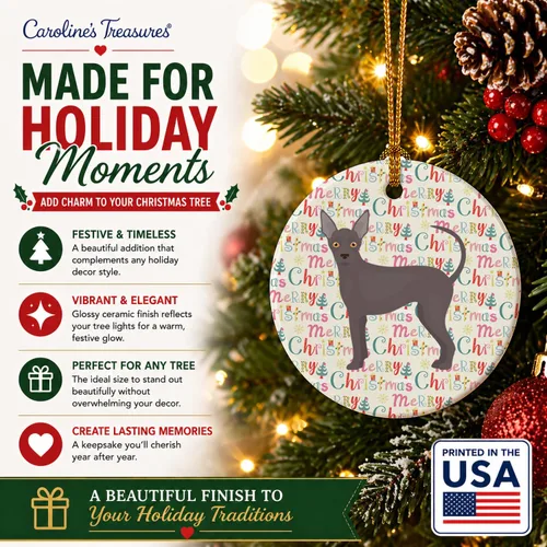 Vista 6 de Caroline's Treasures Abyssinian Sand Terrier - Adorno de cerámica para colgar en el árbol de Navidad, para el hogar, Navidad, fiestas, regalo, 3
