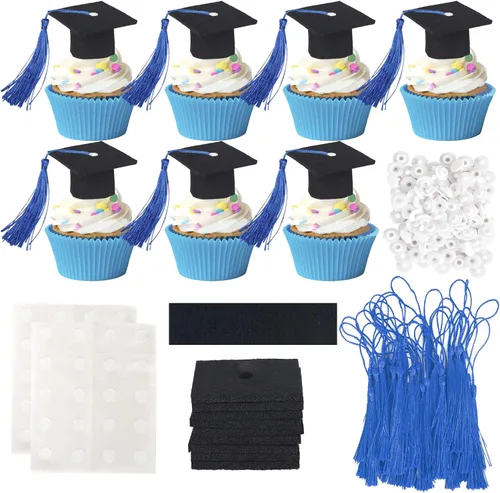 Vista 29 de 24 piezas 2026 temáticas de graduación 2026 decoraciones para cupcakes con purpurina clase de 2026 Diploma Congrats 2026 Tapa de graduación