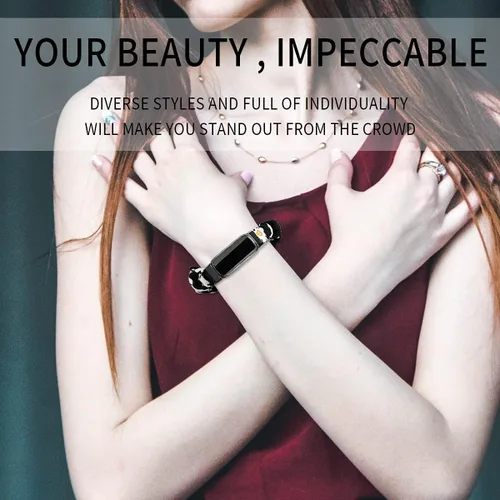 Vista 6 de Correa compatible con correa Fitbit Luxe para mujer correas elásticas suaves de repuesto para lujo crisantemo S