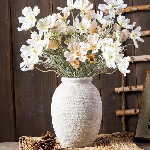 Vista 24 de Jarrón de cerámica de granja con 2 asas, jarrón decorativo boho para decoración del hogar, sala de estar, entrada, mesa, decoración de estante, 24 cm