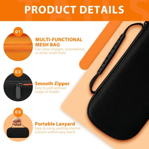 Vista 3 de Funda para tijeras eléctricas, compatible con WORX WX082L/WX081L, cortador de caja eléctrica para cartón, caja de almacenamiento portátil