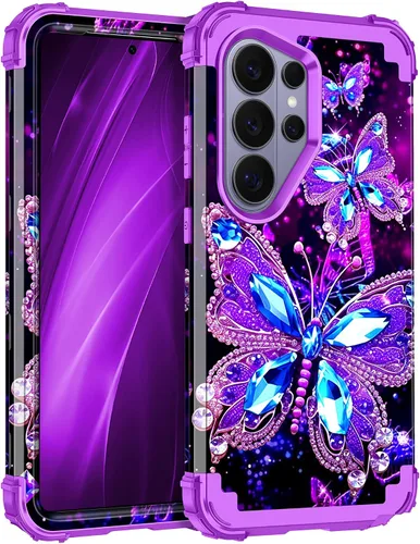 Vista 32 de Miqala Funda para Galaxy S21 FE 5G, brilla en la oscuridad, tres capas, resistente, protección a prueba de golpes, parachoques de plástico