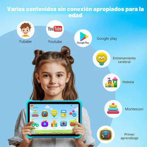 Vista 3 de Tablet para niños de 10 pulgadas, tablet para niños, tabletas Android para niños pequeños con estuche, tabletas para niños con control parental