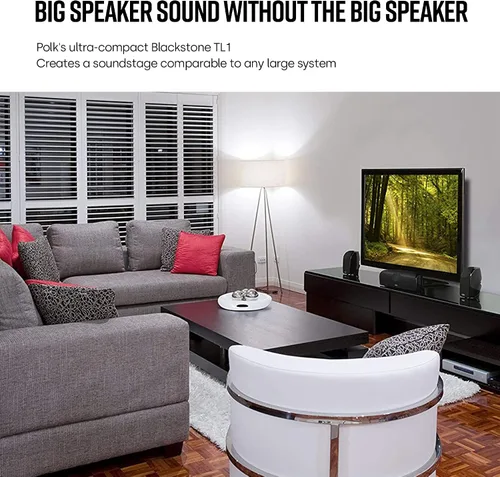 Vista 7 de Polk Audio Blackstone TL1 - Altavoz satelital (individual, negro) Tecnología PowerPort, acabado brillante Sonido compacto Empareja