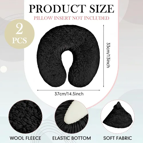 Vista 2 de Mixweer 2 fundas de almohada de forro polar para reposacabezas de mesa de Negro