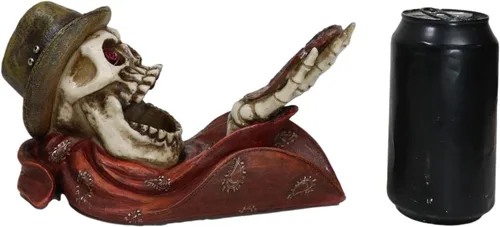 Vista 6 de Ebros Gift Esqueleto rústico de calavera de vaquero con sombrero para beber vino, 8.75 pulgadas de largo, decoración de centro de mesa de fiesta