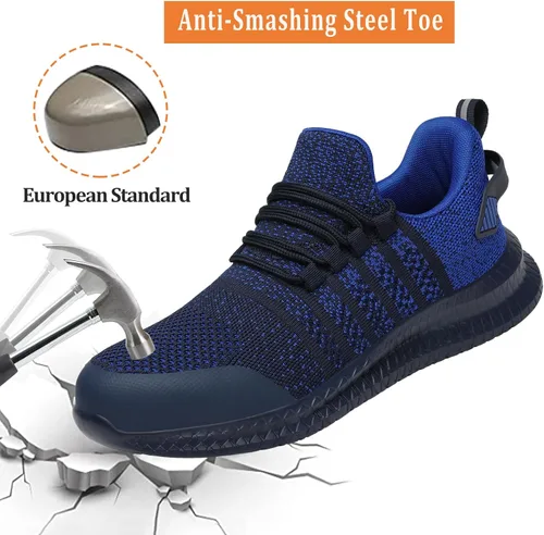 Vista 2 de Zapatos de punta de acero para hombres y mujeres, cómodos, ligeros, zapatos de seguridad para el trabajo, a prueba de pinchazos, antideslizantes