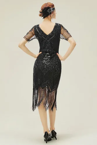 Vista 2 de BABEYOND Vestido de lentejuelas con flecos Art Deco de los años 20, vestido de fantasía flapper de los años 20