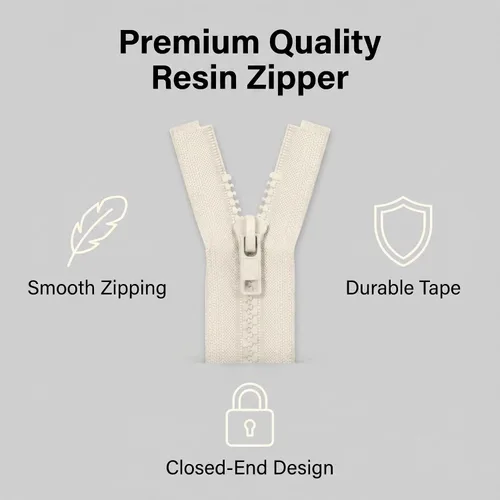Vista 2 de Sawoake 2 cremalleras separadoras #5 de 5 pulgadas para chaquetas de costura, cremallera de cremallera, cremalleras de plástico moldeado beige