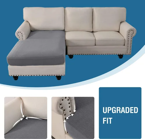 Vista 5 de ADPON Fundas de sofá modular, funda de cojín para sofá o sillón en forma de L, funda separada para sofá seccional izquierdo o derecho (1 diván, gris)