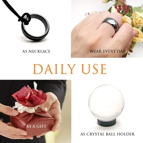 Vista 11 de Morchic - Anillos unisex de piedras de hematita, para equilibrar ansiedad, chakra raíz, (paquete de tamaños mixtos)
