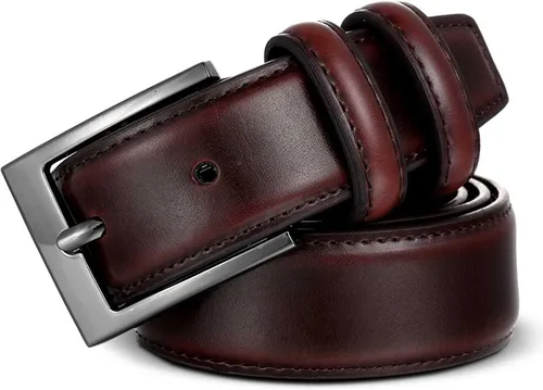Vista 3 de Marinos Cinturón de vestir de cuero genuino para hombre con hebilla de un solo diente